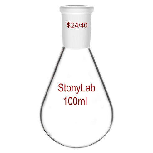 StonyLab Borosilicate Glass 100mL Heavy Wall Single Neck Recovery Flask, 24/40 Outer Joint