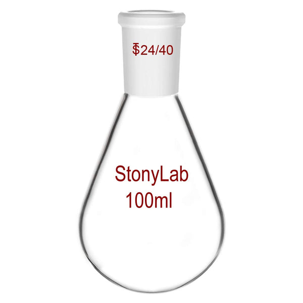 StonyLab Borosilicate Glass 100mL Heavy Wall Single Neck Recovery Flask, 24/40 Outer Joint