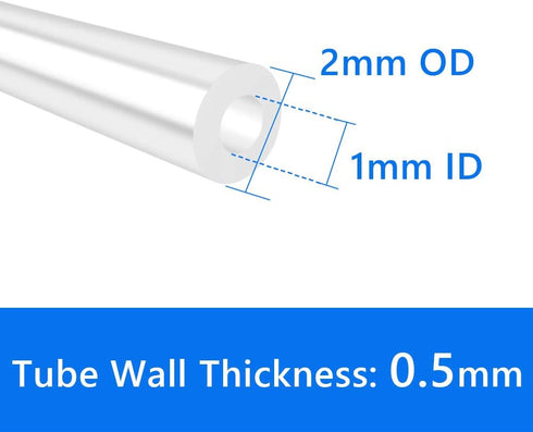 Quickun Pure Silicone Tubing - 1mm ID x 2mm OD High Temp Food Grade Tube for Home Brewing, Kegerator, Aquaponics (9.84
