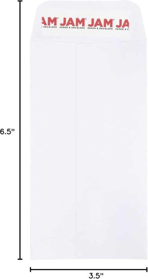 JAM PAPER #7 Coin Business Envelopes with Peel and Seal Closure, 3 1/2 x 6 1/2, White - 25/Pack