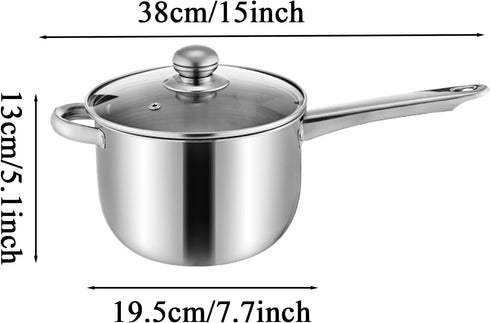Generic 5 Stainless Deep Fryer Pot, Long Handle Frying Cookware, Quart Basket with Lid for Easy Draining, Sturdy Frying