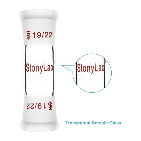 stonylab Glass Connecting Adapter, Borosilicate Glass 30mm for Two 19/22 Ground Taper Joints, Lab Supply
