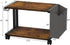 VEDECASA 2 Tier Rustic Brown Wooden Under Desk Printer Stand with Storage Bag, Mobile Printer Shelf Cart with Caster