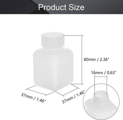 Othmro 40ml/1.4oz Plastic Lab Chemical Reagent Bottles,10pcs 16mmx60mm(IDxH) Square Wide Mouth Liquid/Solid Sample Storage Container Sealing Bottles White with Cap by Othmro