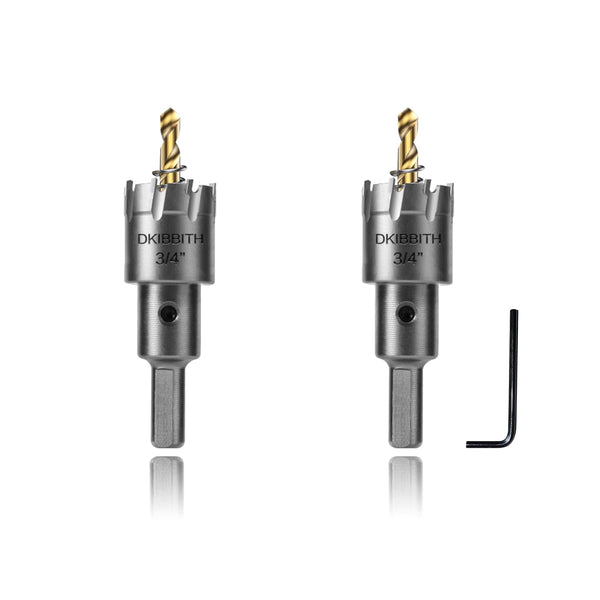 TCT Hole Saw Set, 2-Pack Heavy Duty 3/4" (19mm) Tungsten Carbide Tipped Cutters with Titanium-Plated Drill Bits
