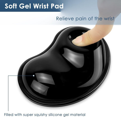 Soft Mouse Wrist Rest Pad, Comfortable Cool Silicone Gel Ergonomic Cushion for Laptop Computer Office & Home (Black)