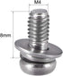 uxcell M4 x 8mm Stainless Steel Phillips Pan Head Machine Screws with Spring Washer and Plain Washers, 10pcs
