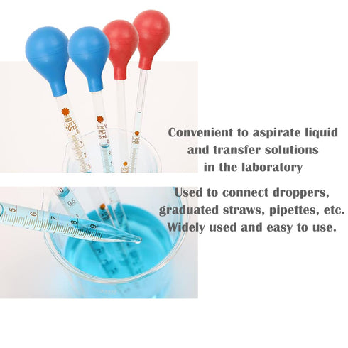 15ml Lab Pipet Rubber Bulb, Suction Ball Pipette Dropper for 5 to 20ml Pipettes, 2 Pcs (Red)