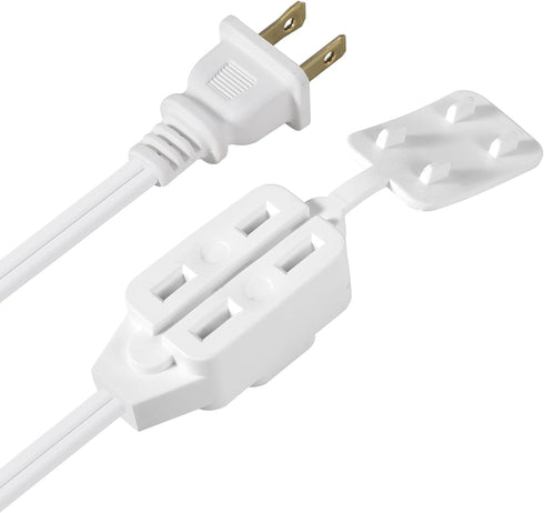 ETL Certified 2-Pack SPT2 16AWG Power Extension Cord, 13 Amp 1625 Watts, VSEER Polarized 3 Outlets, White (6 Feet)