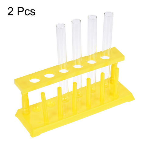 uxcell Test Tube Holder Rack 6 Wells 6 Pins for 18-21mm Tubes Yellow 2Pcs