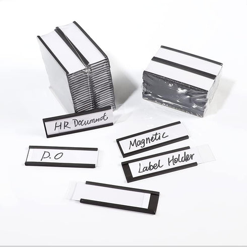 C Channel Magnetic Label Holders 1x3 Inches with Paper Inserts, Pack of 30, Magnetic Data Card Holders