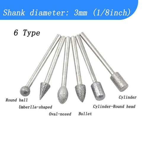 ?????? ???? 20 Pcs Diamond Burr Sets, 1/8 Inch Shank Stone Carving Sets Diamond Grinding Bits for Dremel Rotary Tools (120#)