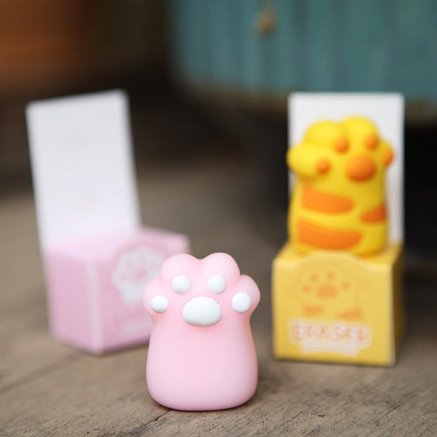 Cat Paw Erasers, 4Pcs 3D Mini Animal Paw Design Erasers for School Office Supply Stationery