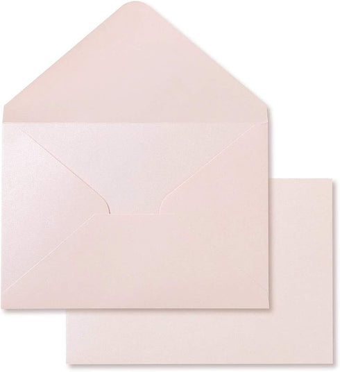 PONATIA 50 PCS/Pack A7 Envelopes, 5.25 x 7.5'' Shiny Blush Pink Envelopes, Perfect For 5 x 7'' Wedding Invitation Cards, Graduation Invite, Acrylic Invitations, Photos by ponatia