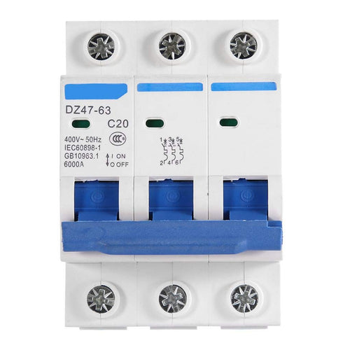 YWBL-WH 3 Pole Miniature Circuit Breaker Safety Breaker DZ47-63 AC 400V 6/10/16/20A (20A)