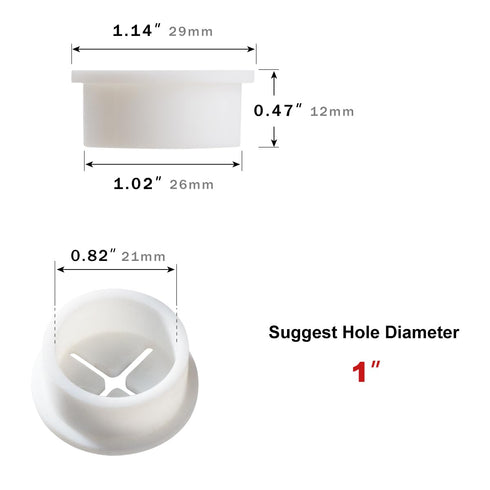 6 PCS Flexible Silicone Cable Cord Grommet, 1 Inch White Grommets for Desk, Table, Cable Management, Wire Organizer