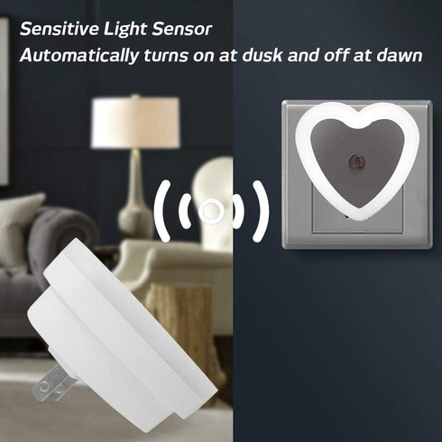 Set 4, 0.5W maxin LED Night Light Lamp with Smart Auto ON/Off Sensor of Plug-in LED Wall Night Light Lamp for Bedroom