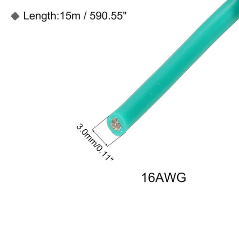 MECCANIXITY 16 Gauge Silicone Wire 16AWG Electrical Stranded High Temperature Hookup Wire 15m/50ft Green Spool