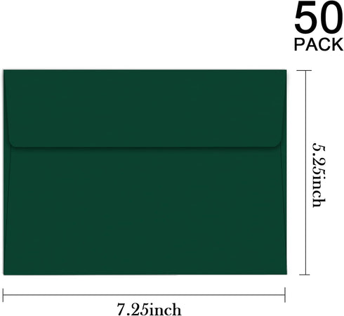 YINUOYOUJIA 50 Packs A7 Self Seal Envelopes for Invitations, 5x7 Cards, Square Flap, Great for Weddings and Parties