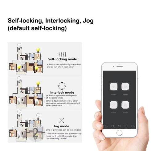 Tuya Smart Life WiFi Momentary Inching Relay Module, 4CH Smart Life, DC 7-32V/USB 5V, Compatible with Alexa Google Home