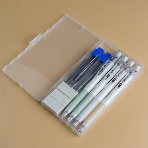 Mechanical Pencil Set 4PCS 0.5mm with 100 HB Lead and 3 Erasers for Students