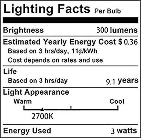 E26 3W Tubular LED Light Bulb, T30 Long Tube, 25W Equivalent, Dimmable Vintage Edison Light, 2700K Warm White