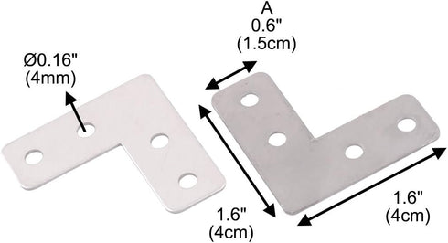 4 4 0.1cm 4 uxcell Stainless Steel Furniture Door Fixing Corner Brace Angle Bracket Shelf x x Pcs