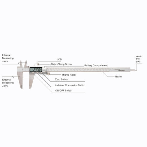 All-Metal Digital Caliper 0-12" Measuring Tool with Auto-Off Feature, Interchangeable Between Inches and Millimeters