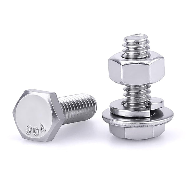 1/4-20 x 3/4" Stainless Steel Hex Bolts Screws with Nuts and Washers, 304 SS 18-8, 10 Sets
