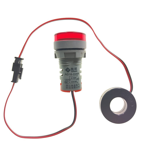 3pcs Digital Display AC Current Indicator, 22mm Round Head LED Current Tester 0~100A Ammeter Monitor
