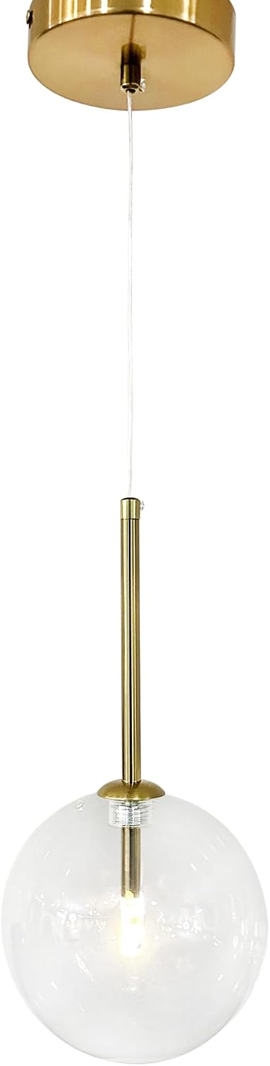 Mini Glass Bubble Chandelier Light Fixture Gold, 6" Clear Globe Glass Pendant