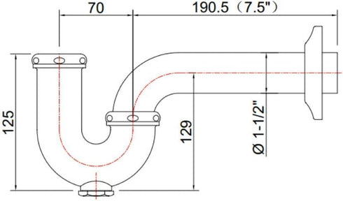 Brass P-Trap Pipe with Clean Out Basin Sink Waste Kit, Reducing Washer 1-1/2'' 22GA