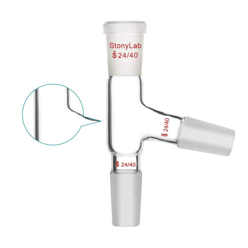 StonyLab 3 Way Distilling Adapter with 24/40 Joints for Distillation Apparatus