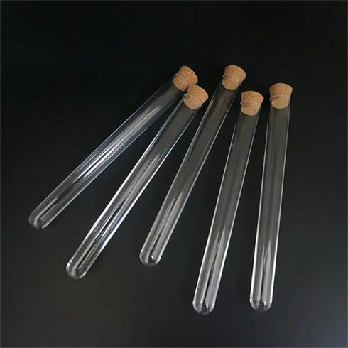 10Pcs Clear Plastic Test Tubes with Cork Stoppers, 15x150mm 13ml for Jewelry Seed Beads Powder Storage