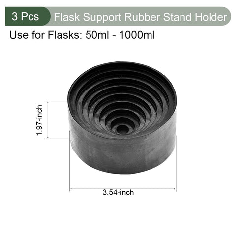 YOKIVE 3 Pcs Flask Support Rubber Stand Holder for 50ml-1000ml Flask | Keep The Spherical Bottom Reagent Bottle Upright, Great for Chemistry Labs (90mm Dia.)