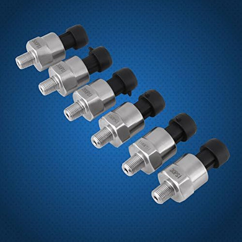 Pressure Transducer Sender Sensor, Pack of 2, 1/8NPT Thread Stainless Steel for Oil Fuel Air Water (500PSI)