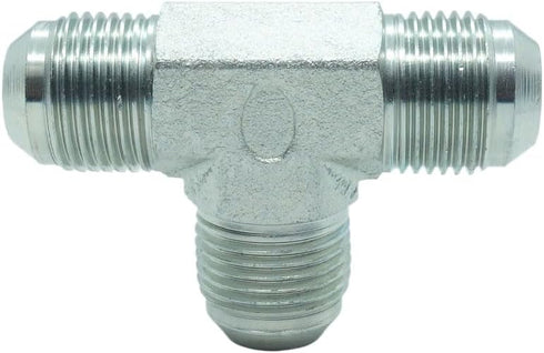 1 Piece Hydraulic 5/8" JIC (7/8"-14) 37° Flare Union Tee, JIC Male x JIC Male x JIC Male T Adapter