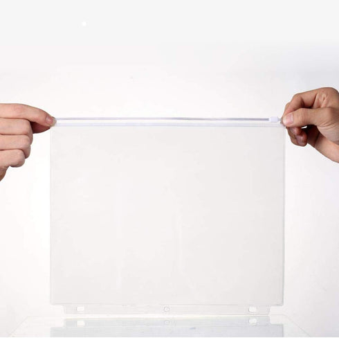 YoeeJob 3 Holes Clear PVC Zipper Binder Pocket Insert Pages, Letter Size 8 1/2" x 11, 8 Packs