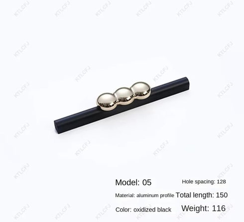Aoleegatt Black05-128) Modern Minimalist Aluminum Alloy Extended Handle American Style Wardrobe Bedside Cabinet Door