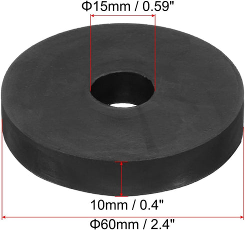 PATIKIL Multi Purpose Rubber Spacer, 6 Pcs 2.4"OD 0.59"ID 0.4"Thickness Neoprene Round Anti-Vibration Isolation Pads Isolator Rubber Bushings Spacer Washer for HVAC Bolts Car Accessories