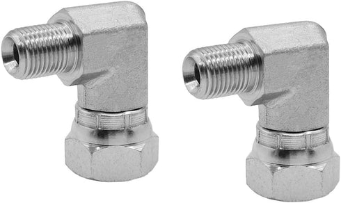 (2-PACK) 1501-02-04 Hydraulic Hose Adapter Fitting 1/8" Male (1/8"-27NPTF) × 1/4" Female Swivel 90° Elbow