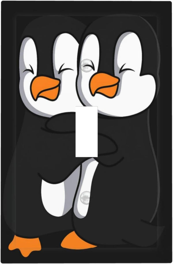 haigof Cute penguins Light Switch Cover Wall Plate 1 Gang Single Plates Print