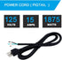 Heavy Duty AC Power Cord Pigtail - 14 Gauge 3 Prong 6 Feet Open End SJT 14AWG Replacement AC Wall Cable
