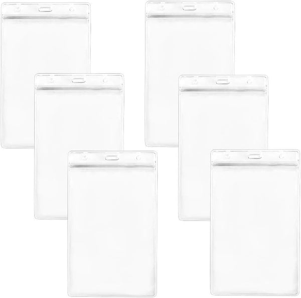 YEJI 12Pcs Clear Transparent Extra Large Badge Holders, 6x4" Heavy Duty ID Card Holder for Name Tag, Passport
