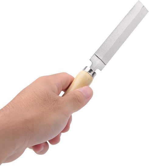 Rhombic File Coated Hand File with Wooden Handle for Metal Glass Grinding, Woodworking Garden Tool (5 inches)