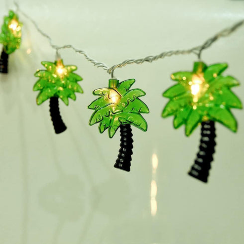 Summer 10 Palm Tree String Lights Outdoor, Beach Themed Decoratives String Lights with Palm Tree Patio Light, Plug