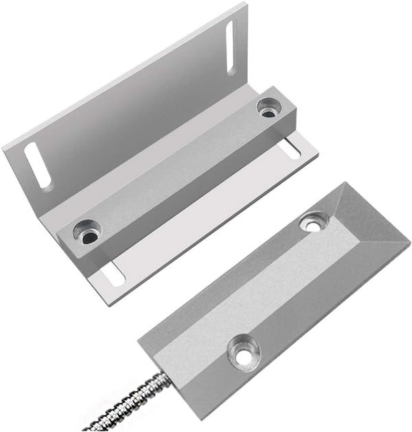 Heavy Duty Wired Magnetic Contacts Switch Sensor for Garage Door Alarm, NC with Adjustable Bracket