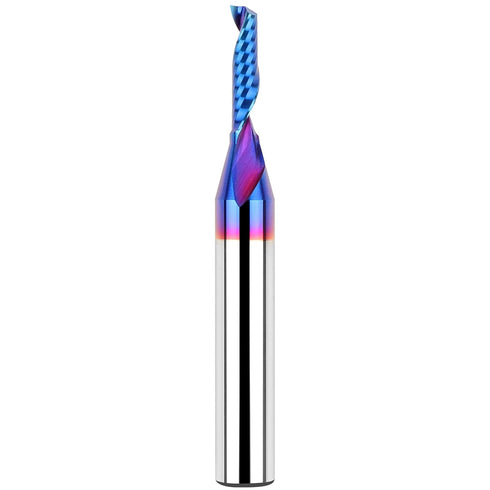 Solid Carbide Single Flute End Mill, 1/4” Shank Upcut CNC Spiral Router Bit for Aluminum, Plastic, Acrylic