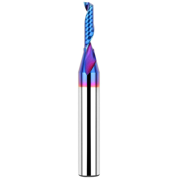 Solid Carbide Single Flute End Mill, 1/4” Shank Upcut CNC Spiral Router Bit for Aluminum, Plastic, Acrylic