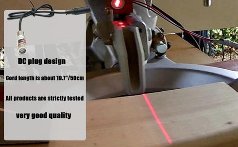 650nm Red Line Laser Module, Industrial Adjustable Focus Laser Module, Line Length 19.7 , DC Plug Diameter 10mm